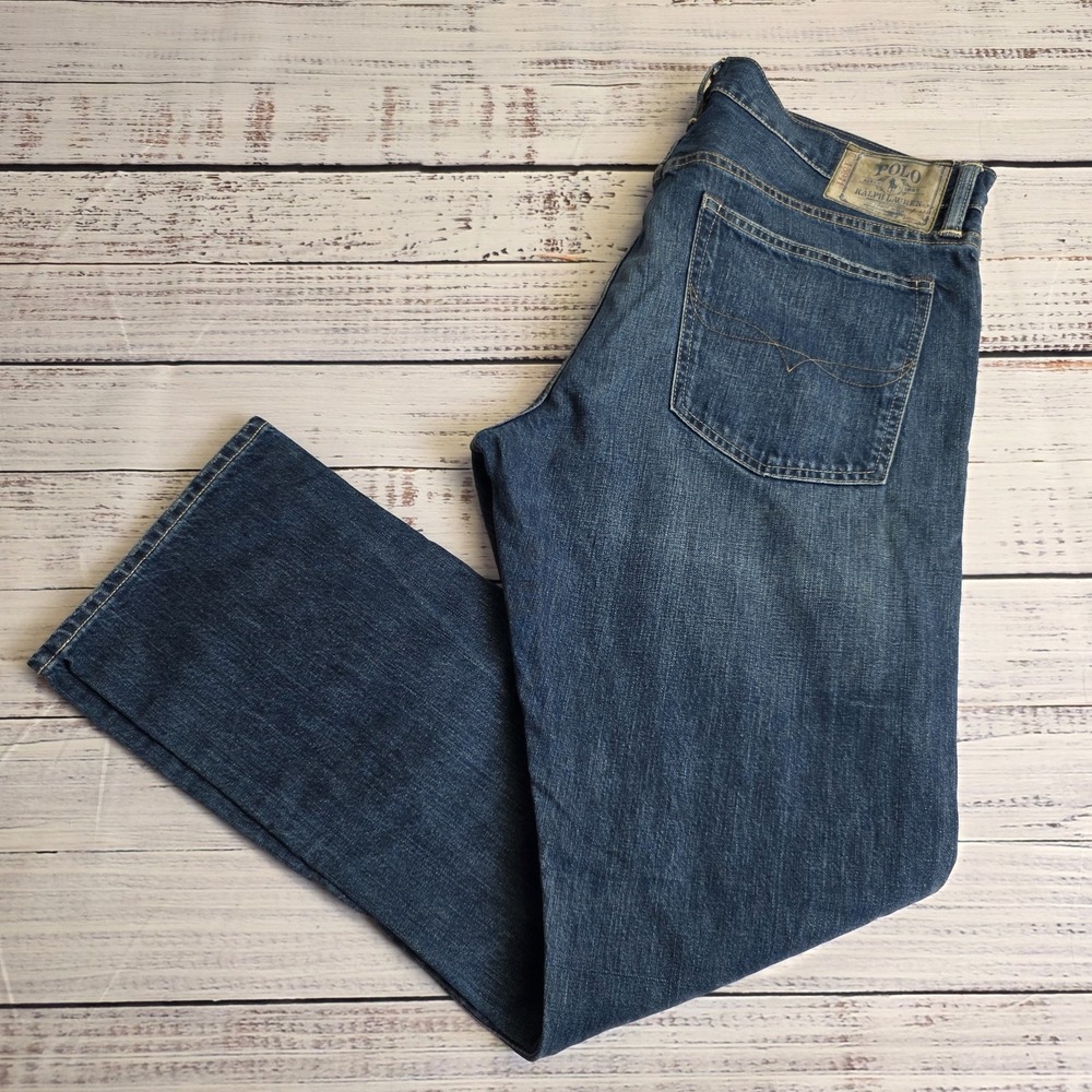 Polo Ralph Lauren Jeans  018 Slim Straight Dark Wash Mens Tag 36x30 Actual 38x32